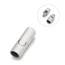 Stainless Steel Color Matte 304 Stainless Steel Column Magnetic Clasps with Glue-in Ends, Stainless Steel Color, 20x8mm, Hole: 6mm