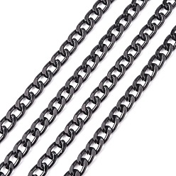 Black Aluminum Twisted Chains Curb Chains, Unwelded, Oxidated in Black, Size: about Chain: 10mm long, 6mm wide, 2mm thick