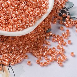 Coral Baking Paint Glass Seed Beads, Cylinder, Coral, 2.5x2mm, Hole: 1.4mm, about 45359pcs/pound