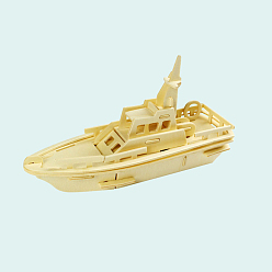 BurlyWood Wood Assembly Toys for Boys and Girls, 3D Puzzle Model for Kids, Patrol Boat, BurlyWood, Finished: 210x70x120mm