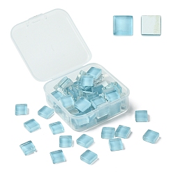Светло-Синий 60 шт. Прозрачные стеклянные кабошоны, квадратный, голубой, 9.8x9.8x4 мм