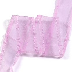 Pearl Pink 10 Yards Polyester Ruffled Ribbons, for Clothing Ornament, Pearl Pink, 1 inch(25mm)