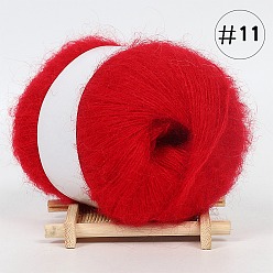 Red 25g Angora Mohair Wool & Acrylic Fiber Knitting Yarn, for Shawl Scarf Doll Crochet Supplies, Round, Red, 1mm