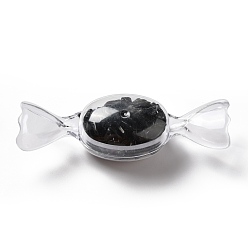 Obsidian Natural Obsidian Chip Decorates, with Transparent Plastic Storage Box, Candy, 25x82.5x23mm