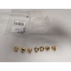 Mixed Shapes 7шт. 7 стили латунные кулоны-медальоны с микропаве из прозрачного кубического циркония, сердце, золотые, разнообразные, 19~20.5x18~19x5~10 мм, отверстие : 3~5x3 мм, внутренний диаметр: 12~14x13.5~14 мм, 1 шт / стиль