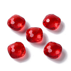Red Transparent Glass Rhinestone Cabochons, Faceted, Pointed Back, Square, Red, 8x8x5mm