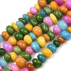 Mixed Color Dyed Natural White Jade Beads Strands, Nuggets, Tumbled Stone, Mixed Color, 9~15x9~15x5~9mm, Hole: 0.8mm, about 49pcs/strand, 15.35''(39cm)
