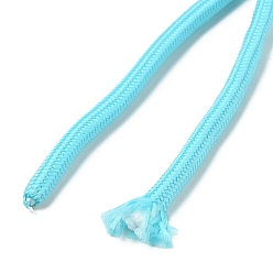 Cyan Polycotton Braided Cord with Inner Core, Round, for Shoe Lace Cord, Keychain Lanyard, Rope Bracelets Making, Cyan, 5mm, about 90~100 yards/bundle