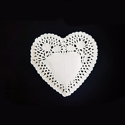 Белый Бумажные кружевные салфетки в форме сердца, декоративная одноразовая подставка для столовых приборов, подушечки для торта, белые, 105x90 мм, 100 шт / комплект
