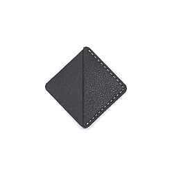 Black Imitation Leather Book Bookmarks, Rhombus Shaped Corner Page Marker, for Book Reading Lovers Teachers, Black, 46x46mm