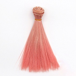 Dark Salmon High Temperature Fiber Long Straight Ombre Hairstyle Doll Wig Hair, for DIY Girl BJD Makings Accessories, Dark Salmon, 5.91 inch(15cm)