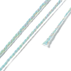 Pale Turquoise 20M Polycotton Braided Cord, Flat, for DIY Jewelry Making, Pale Turquoise, 2x0.7mm, about 21.87 Yards(20m)/Roll