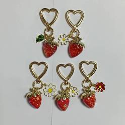 Красный 5акриловые подвесные украшения, с поворотными застежками сплава, клубника, красные, 67 мм