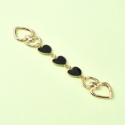 Черный Цепочка для сумки с сердечками из сплава эмали, с поворотными застежками, для аксессуаров для замены сумок, золотой свет, чёрные, 16.6 см