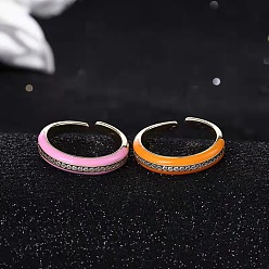 Pink Minimalist European and American Style Zircon Oil Drop Ring for Women