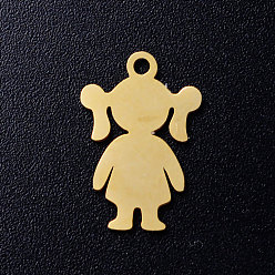 Golden 201 Stainless Steel Pendants, Blank Stamping Tag, Girl, Golden, 16.5x11x1mm, Hole: 1.5mm