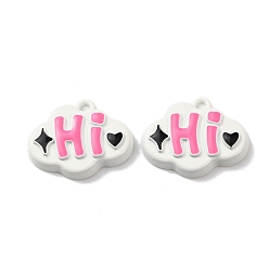 Белый Подвески из эмалевого сплава с распыляемой краской, облако со словом привет, белые, 17.5x21.5x4 мм, отверстие : 1.8 мм