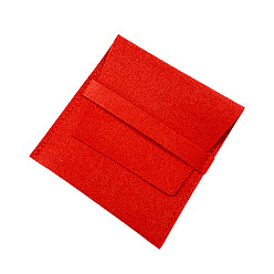 Red Microfiber Jewelry Envelope Pouches with Flip Cover, Jewelry Storage Gift Bags, Square, Red, 8x8cm