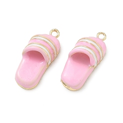 Бледно-Розовый Подвески из эмали и сплава, подвески для тапочек, стойки покрытие, золотые, долговечный, розовый жемчуг, 20x9x7.5 мм, отверстие : 1.4 мм