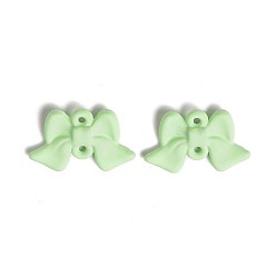 Light Green Spray Painted Alloy Connector Charms, Bowknot Links, Light Green, 10x15.5x2.5mm, Hole: 1mm