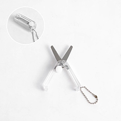 White Stainless Steel Safe Portable Travel Scissors, Mini Foldable Multifunction Scissors, with Plastic Handle, White, 45x15mm