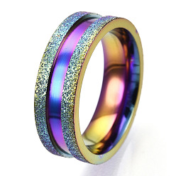 Rainbow Color 201 рифленое кольцо из нержавеющей стали для женщин, Радуга цветов, внутренний диаметр: 16 мм, широк: 6 мм