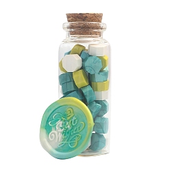Light Sea Green Sealing Wax Particles, for Retro Seal Stamp, Octagon, Light Sea Green, Bottle: 30x77mm, 60pcs/bottle