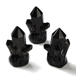 Silver Sheen Obsidian Украшения для показа кластеров из натурального серебристого обсидиана, фигурка для украшения дома, энергетический камень рейки для исцеления, 48~49x31~32x23~25 мм