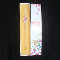 Pink Glass Writing Dip Pen, Inner Flower, Pink, 190x4mm
