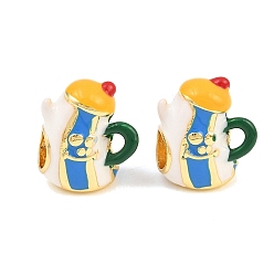 Real 18K Gold Plated Brass Enamel Pendants, Teacup Charms, Real 18K Gold Plated, 13x12x8.5mm, Hole: 5mm