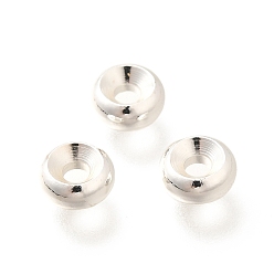 Серебро Латунные бусины, долговечный, без кадмия и без свинца, плоско-круглые, серебряные, 6x2.8 мм, отверстие : 2 мм