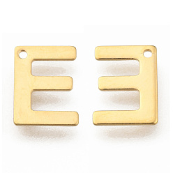 Letter E 304 прелести нержавеющей стали, letter.e, реальный 18 k позолоченный, 11x8x0.8 мм, отверстие : 1 мм