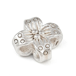 Посеребрённый Латунные бусины, без кадмия и без свинца, цветок, 925 серебро покрытием, 8x8.5x3.5 мм, отверстие : 2 мм