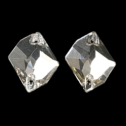 Clear Glass Connector Charms, Faceted Polygon Links, Clear, 21x16.5x5mm, Hole: 1.2mm