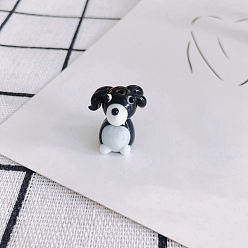 Black Handmade Lampwork Puppy Beads, Pet Dog Beads, Black, 23x18mm, Hole: 2mm
