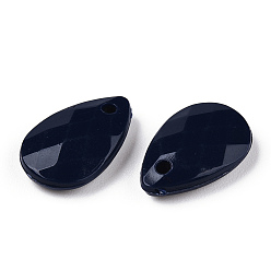 Prussian Blue Opaque Acrylic Charms, Faceted, Teardrop Charms, Prussian Blue, 13x8.5x3mm, Hole: 1mm