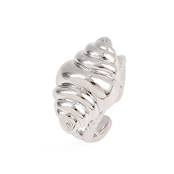 Другие Латунные кольца-манжеты для женщин, без кадмия и без свинца, стойки покрытие, долговечный, платина, форма раковины, 14.5x23 мм, внутренний диаметр: регулируемый