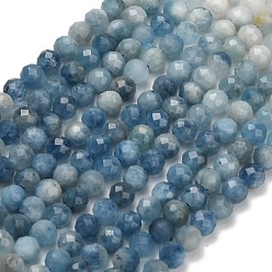 Аквамарин Нити из бусин бирюзового цвета с градиентным переходом цвета, натурального дьявольского синего., круглые, граненые, 5 мм, отверстие : 0.9 мм, около 77 шт / нитка, 15.24'' (38.7 см)