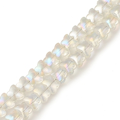 Clear AB Electroplate Transparent Glass Beads Strands, Full Rainbow Plated, Butterfly, Clear AB, 6.3x8x5.2mm, Hole: 0.9mm, about 110pcs/strand, 25.98 inch(66cm)