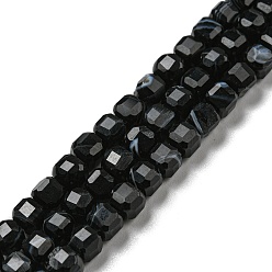 Black Agate Natural Black Agate Beads Strands, Faceted, Cube, 5~5.5x5~5.5x5~5.5mm, Hole: 1.2mm, about 77pcs/strand, 15.16~15.24 inch(38.5~38.7cm)