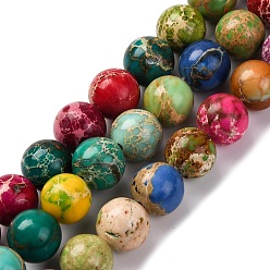 (52) Непрозрачная лаванда Нити бусин из окрашенного натурального регалита/императорской яшмы/морского осадка яшмы, круглые, разноцветные, 10 мм, отверстие : 1.2 мм, около 19 шт / нитка, 7.48'' (19 см)