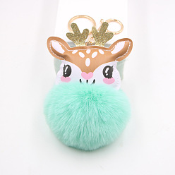 spearmint green Cute Deer Plush Keychain Pendant - Cartoon Toy Christmas Gift Bag Pendant.