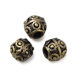 Brushed Antique Bronze Tibetan Style Rack Plating Brass Bead, Long-Lasting Plated, Round, Brushed Antique Bronze, 8x7mm, Hole: 3mm