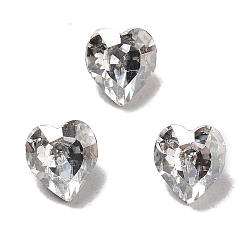 Серебряный Оттенок K 9 кабошоны из стеклянного страза, задние и задние, сердце, серебряный оттенок, 5.5x5x3 мм