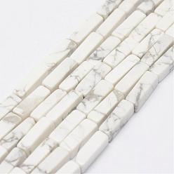 Howlite Natural Howlite Beads Strands, Cuboid, 13x5x5mm, Hole: 1mm, about 29pcs/Strand, 15.3 inch(39cm)