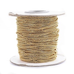 Golden 304 Stainless Steel Curb Chains, with Spool, Unwelded, for Jewelry Making, Golden, 3x2x0.8mm, about 82.02 Feet(25m)/roll