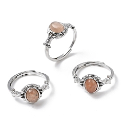 Солнечный Камень Натуральный камень, с реечной обшивкой латунными выводами, платина, 11 мм, внутренний диаметр: 18 мм