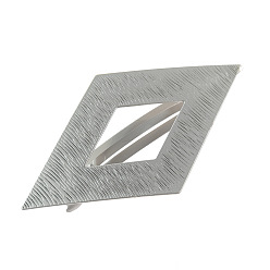 Silver Alloy Blank Hair Barrette Findings, French Hair Clip Findings, Rhombus, Silver, 68x43mm