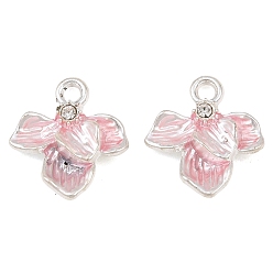 Pink Подвески из эмали и сплава, с кристально горный хрусталь, , долговечный, стойки покрытие, серебряные, розовые, 15x14x4.5 мм, отверстие : 1.8 мм