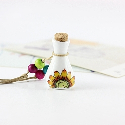 Goldenrod Porcelain Perfume Bottle Necklaces, Pendant Necklace, Goldenrod, 13.78~23.62 inch(35~60cm)